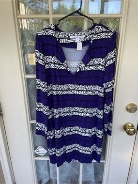 DVF Diane von Furstenberg Size 12 Purple Print Tunic Dress 💜